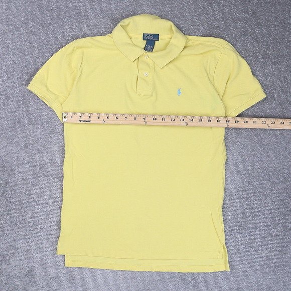 VTG Polo Ralph Lauren Youth XL Yellow Short Sleeve 1/4 Button Collared Shirt - Picture 4 of 10